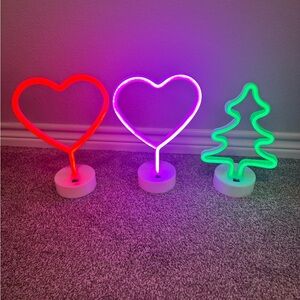 Neon Heart and Tree Holiday Light Set